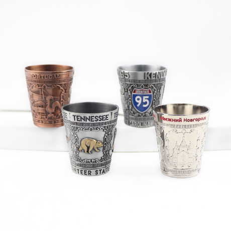 Factory Custom Engraved Countries Cities Tourist Metal Decorative Souvenir Shot Glass