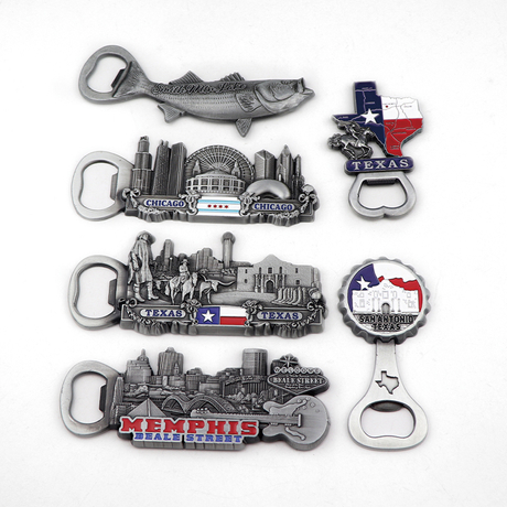 Manufacturer Customized Design 3D US Cities Texas Chicago Souvenir Metal Beer Bottle Opener Magnet