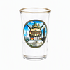 Custom Logo Printed Decal Sublimation Tourist Souvenir Gold Rim Trumpet Shot Glass 
