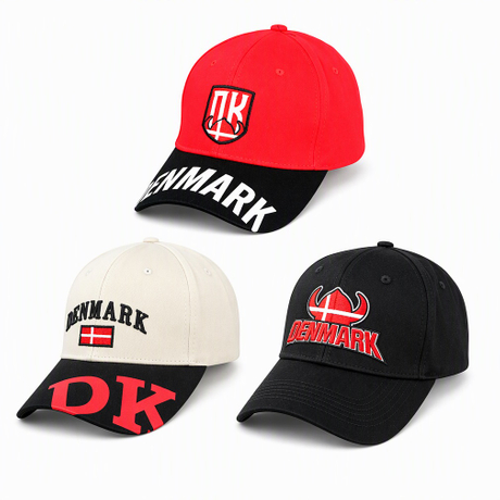 Custom Logo Embroidery Denmark Countries Tourist Souvenir Hat Fabric Adjustable Baseball Cap