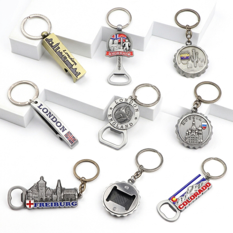 Wholesale Custom Logo Countries Tourist Souvenir Metal Key Chain Beer Bottle Opener Keychain