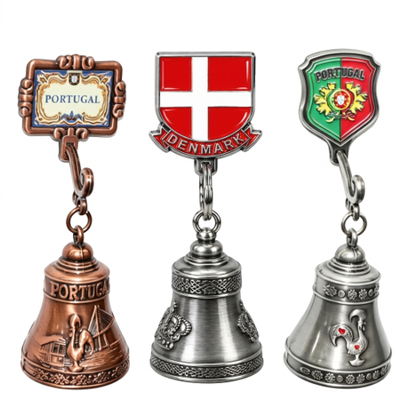 Personalized Logo Portugal Denmark Tourist Souvenir Custom Metal Bell Shape 3D Fridge Magnet