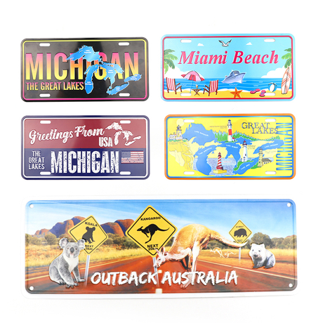 Manufacture Custom Design Tourist Souvenir 3D Aluminum Metal Car Plate Number License Plate Decoration