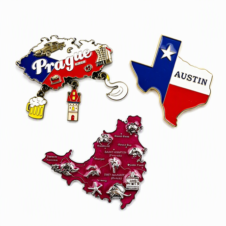 Custom Design Metal Tourist City Prague Texas Souvenir Magnet 3D Zinc Alloy Metal Fridge Magnet