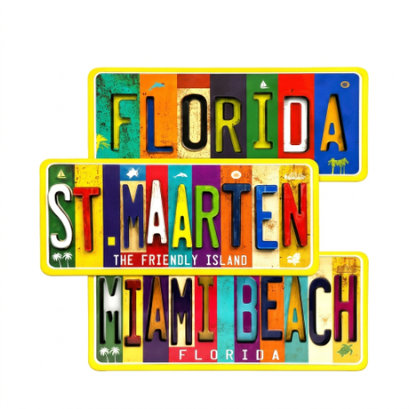 Custom Logo Printing Die Cut 3D Beach City Island Florida Tourist Souvenir MDF Wooden Fridge Magnet