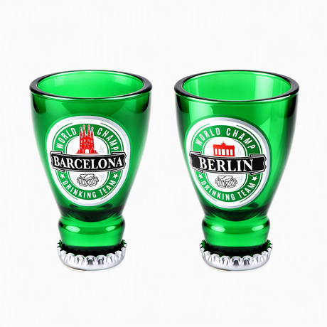 Customized Logo Beer Cap Green Painting Countries Tourist Souvenir Gift Glass Shot Glasses