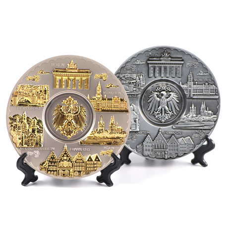 Factory Custom Design Zinc Alloy 3D Decorative Countries City Tourist Metal Souvenir Plate