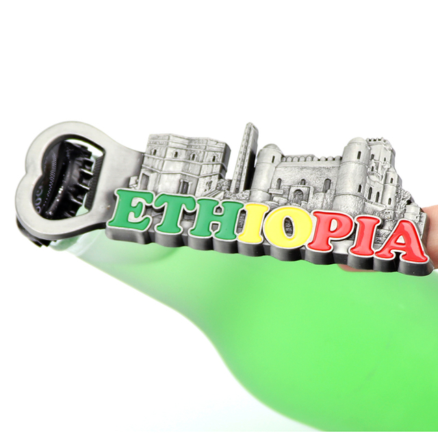 Personalized Design Ethiopia Souvenir Custom Metal Bottle Opener Fridge Magnet