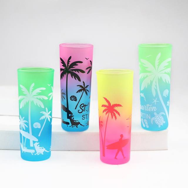 Customized Laser Logo Printed Tequila Shot Glass Beach Souvenir Shot Glasses