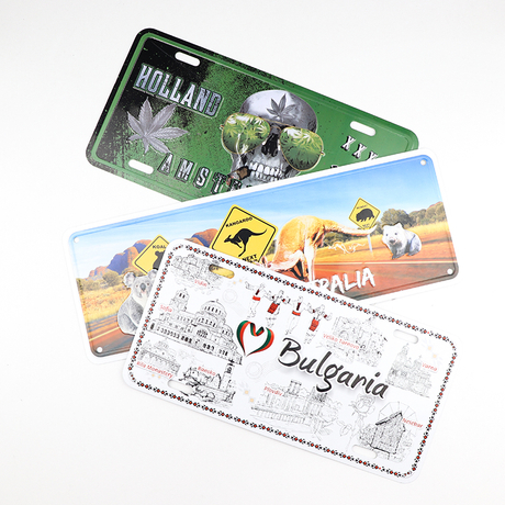 Personalized Logo Size Tourist Souvenir Craft Decoration Aluminum Car License Plate Custom