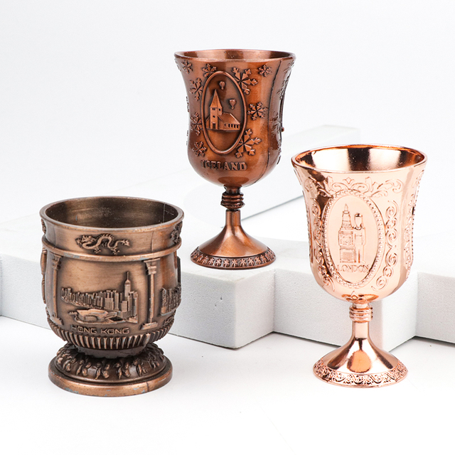 Personalized Design Zinc Alloy Brass Tourist Souvenir Goblet Metal Shot Glass Custom