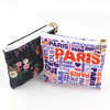 Custom Printed Paris Souvenirs Polyester Zipper Money Coin Bag Wallet Pouch Coin Purses