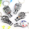 Customized Engraved Stainless Steel Souvenir Gifts Finger Nail Clipper with Opener Keychain