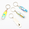 Customized Logo Beach Souvenir Metal Key Chain Surfboard Bottle Opener Keychain for Gifts Shop