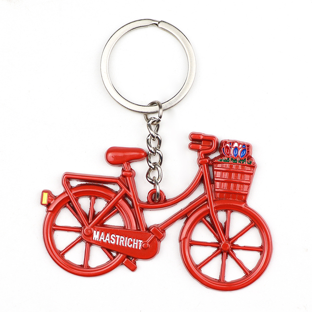 Custom Logo 3d Bicycle Bike Shaped Keychain Travel Souvenir Metal Key Chain