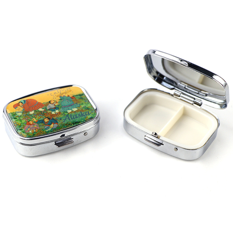 Custom Logo Square Decorative Souvenir Mini Medicine Case Portable Metal Pill Box