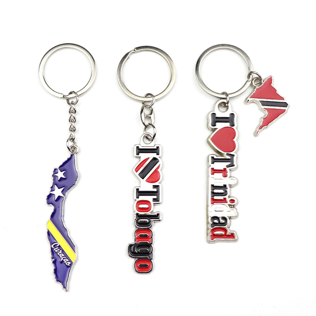 Customized Made Trinidad and Tobago Souvenir Island Beach Souvenir Enamel Metal Souvenir Keychain