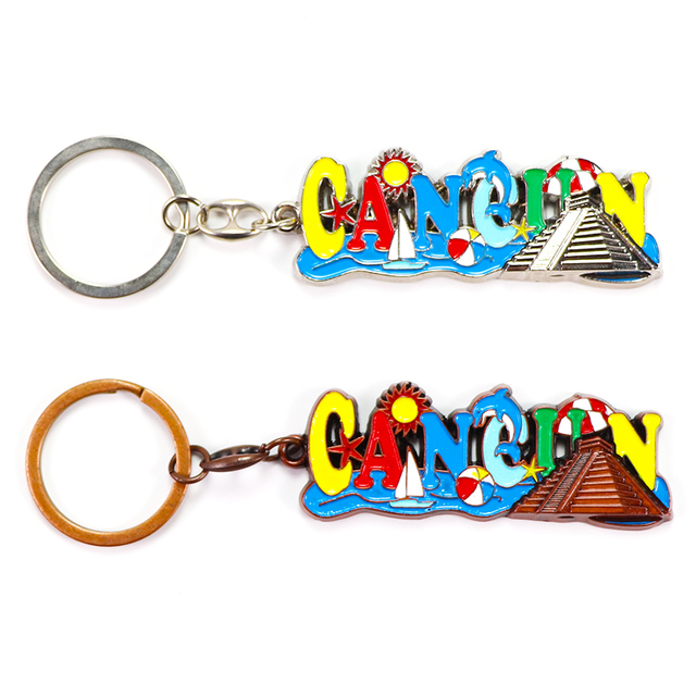 Custom Mexico Cancun Souvenir Keychain Personalized Beach Souvenir Metal Key Chain Keyring