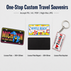 Custom Embossed Logo Bulk Countries City Tourist Souvenir Aluminum Car License Plate Fridge Magnet