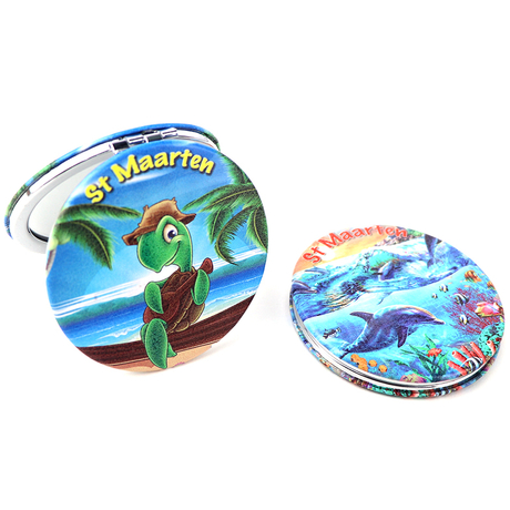 Wholesale Custom Logo Round Mini Small Beach Souvenir Makeup Cosmetic Pocket Mirror