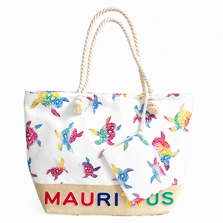 Custom Logo Summer Beach Island Curacao Mauritius Tourist Souvenir Canvas Tote Bag