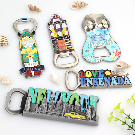 Factory Custom Design Tourist Souvenir Gifts 3D Zinc Alloy Metal Beer Bottle Opener Magnet