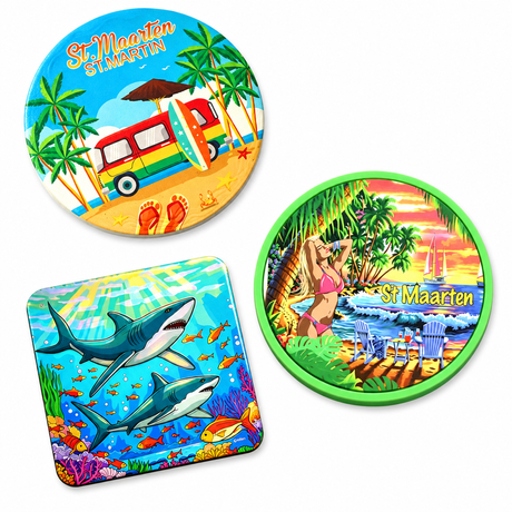 Wholesale Custom Printing Logo Beach Sea Island Souvenir Decorative Paper Ceramic Cup Coaster