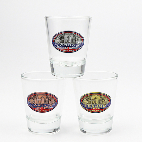 Wholesale Personalized Metal Engraved Logo Countries Souvenir Glass Shot Glasses Custom