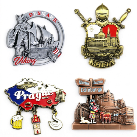 Custom Made European Country Cities Tourism Souvenir 3D Metal Refrigerator Fridge Magnet