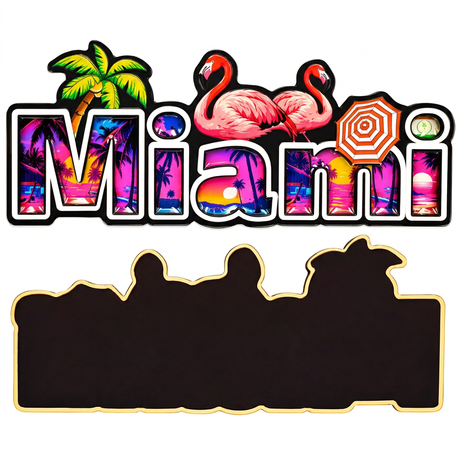 Customized Design Miami Beach City Tourist Souvenir Gift 3D Wooden MDF Fridge Magnet