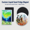 Customized Logo Iceland Aurora Souvenir Flowing Sand Fridge Magnet Acrylic Liquid Quicksand Magnet