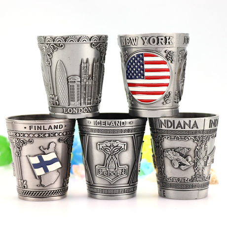 Personalized Vintage Tourist Souvenirs Metal Logo Custom Shot Glass