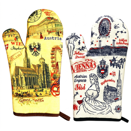 Custom Logo Printed Austria Vienna Countries Souvenir Cotton Bakeware Oven Glove Kitchen Oven Mitts