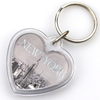 Personalized Custom Logo Tourist Souvenir Heart Shape Photo Frame Plastic Clear Acrylic Keychain Charms