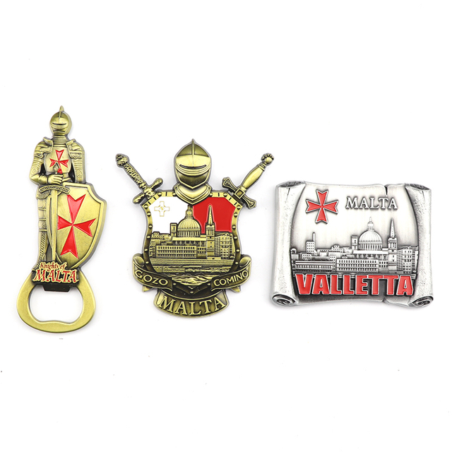 Custom Design 3D Metal Malta Souvenir Decor Malta Bottle Opener Fridge Magnet