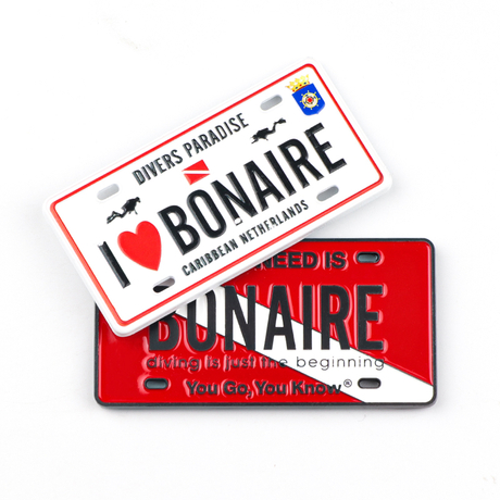 Customized Design Bonaire Tourist Souvenir Zinc Alloy Car License Plate Metal Fridge Magnet