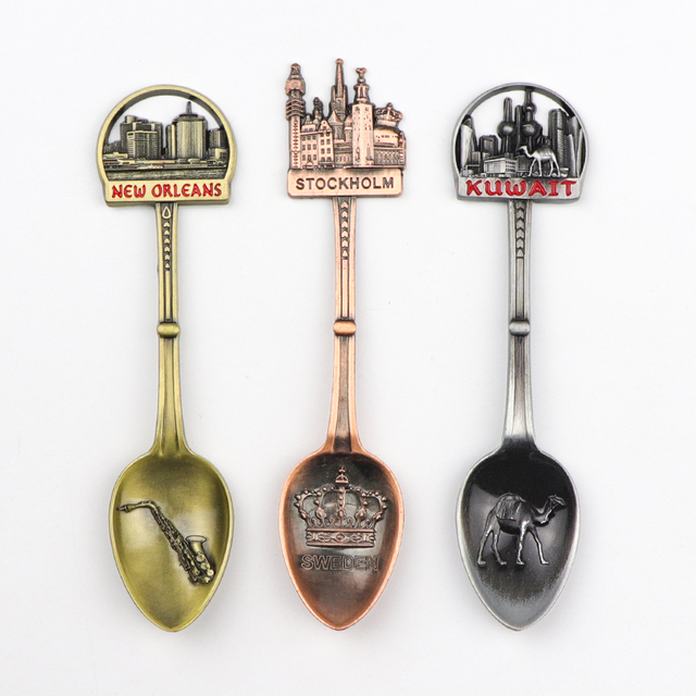 Custom Logo Collectible Antique Country City Souvenir Metal Souvenir Spoon