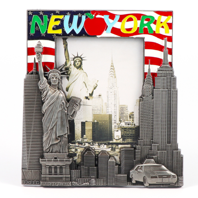 Custom Design Zinc Alloy Decorative Luxury New York Souvenir Metal Picture Photo Frame