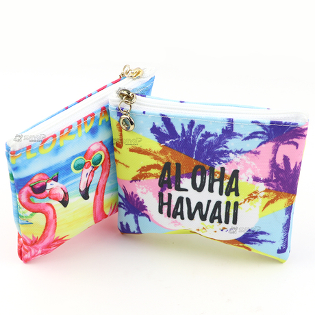 Custom Logo Polyester Zipper Money Bag Souvenir Mini Wallet Pouch Coin Purses