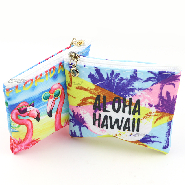 Custom Logo Polyester Zipper Money Bag Souvenir Mini Wallet Pouch Coin Purses