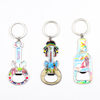 Custom Logo Printed Countries City Souvenir Guitar Shaped Keychain Bottle Opener Keyring