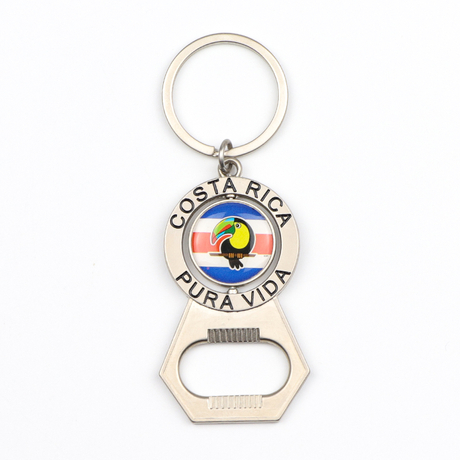 Wholesale Custom Design Costa Rica Souvenir Gift Tourist Metal Rotate Bottle Opener Keychain
