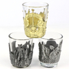 Personalized Custom Logo Shot Glasses Travel Souvenirs 2oz Metal with Glass Shot Glass