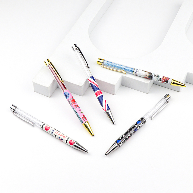Custom Logo 0.5 mm Office School Souvenir Gifts Pen Glitter Ballpoint Pen