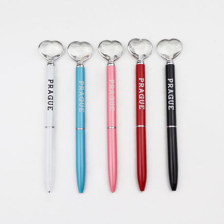 Wholesale Custom Logo Printed Souvenir Crystal Heart Ballpoint Pen for Gifts