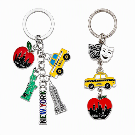 Wholesale Custom Travel Gifts New York Landmark Souvenir Keychain Metal Enamel Charm Key Chain
