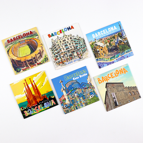 Custom Printing Logo Spain Barcelona Souvenir Metal Tin Paper Board Plate Fridge Magnet