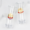 Manufacturer Customized Engraved City Tourist Souvenir Long Tequila Shot Glass with Metal Logo