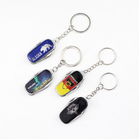 Customized Logo Epoxy Countries City Tourist Souvenir Multifunction Multi Tool Mini Knife Keychain