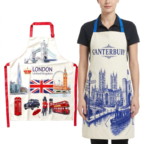 Wholesale Personalized Tourist Souvenir Canvas Cotton Aprons Cooking Kitchen Apron Custom Logo